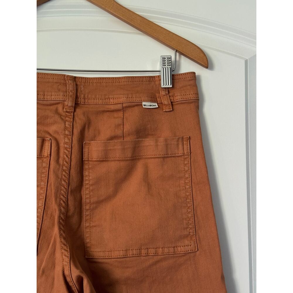 Billabong Free Fall High Rise Wide Leg Pants Toffee Rust Orange Frayed Hem - Picture 4 of 7